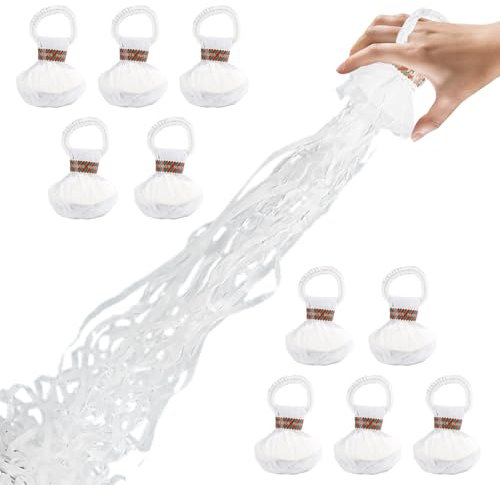 10 Stück Wurf Luftschlangen Bombe Party Wurf Luftschlangen, Hand Werfen Streamer Konfetti Luftschlangen, für Geburtstag Hochzeiten Weihnachten Karneval Abschlussfeier (10 Weiß)