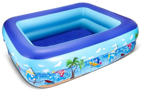Piscina Gonfiabile Bambini, 110 x 83 x 34 CM Piscina Gonfiabile, Piscina per Bambini, Piscina Baby, Piscina Baby Rettangolare, Piscina Bambini per Cortile, Giardino Interno