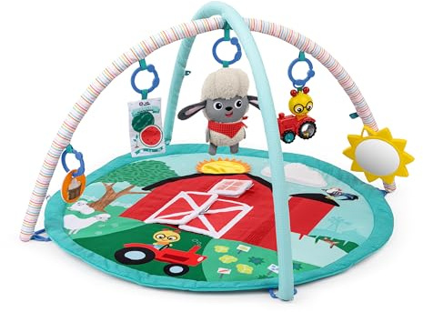 Baby Einstein Ingenuity Farm Explorers Happy Harvest Touch & Feel Baby Play Gym & Mat with 5 Removable Toys, 20+ Songs & Sounds, Ages 0+ Months