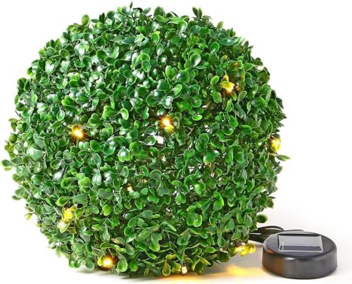 Dolce Vari 28cm Dual Function Solar Powered Topiary Garden Ball Sphere 20 Led Lights (Green, 1)