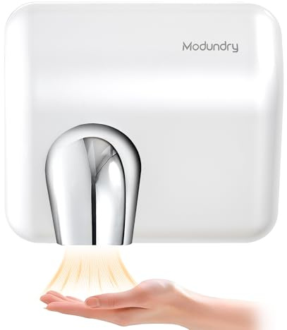 Modundry Seche Main Électrique Mural, Automatique Sèche-Mains à Grande Vitesse 5-7 Secondes Séchage pour Commercial Toilettes, 2300W, ABS, Blanc