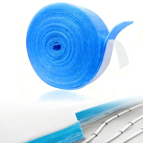 Zevmi kantisoleringsremsor för utjämningsmassa, självhäftande, expanderingsband, avdragarränder, självhäftande kantisoleringsremsor 50 mm x 5 mm x 20 m (blå)