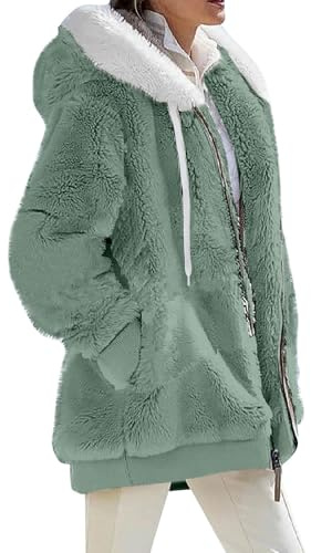 Générique Vestes De Randonnée Femme D'hiver Polaire Chaude Oversized Manteau Hiver Long Sherpa Bouclette Grande Taille Sweat Winter Ski Chaud Pull Polaire Teddy Women Doux Parka Femme S