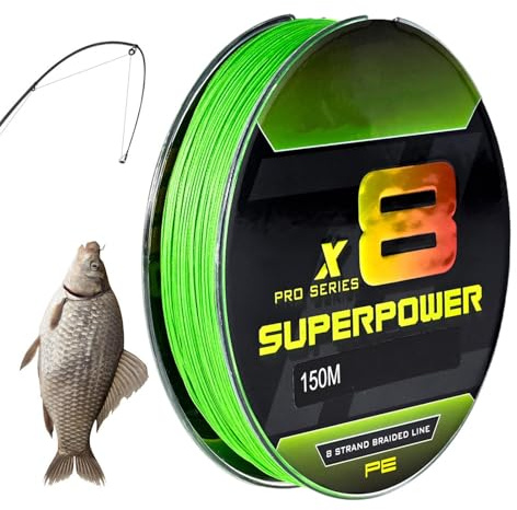 Corde Pêche Professionnelle – Fil Tressé Polyéthylène Design, 150 Mètres Huit Brins Système | pour Pêche Glace Mer Rivière Extérieur Aventure
