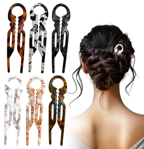 6 Pcs French Hair Pins for Women, Prestige Hairpin U Shaped Hair Clips, Elegant Hair Accessories for Women, for Thin, Thick Hair, Bun, Twist Hairstyle Accessories
