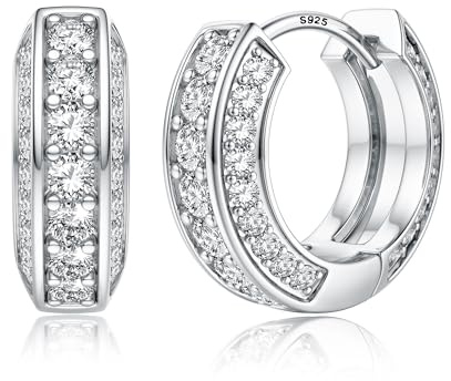FIOROYAL Orecchini Uomo Cerchio Diamante-Oro Placcato 14K Ago in Argento 925 e Zirconi Cubici Orecchini Uomo Cerchio-Regali di Compleanno per Uomini Donne Ragazzi S1