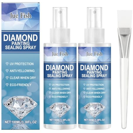 Crunier Kit Spray sigillante per Diamond Painting, con fezione da 2 x 100 ml Adesivo per Diamond Painting e Pennello, per Quadri Scintillanti, sigillante Anti-Perdita per Diamanti