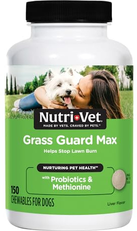 Nutri-Vet Grass Guard Chewables, Dog Urine Neutralizer for Grass, Lawn Burn Prevention, Gut Health Support with Probiotic and Enzymes, Dog Probiotics, Pet Supplement Tablets, 150 Count
