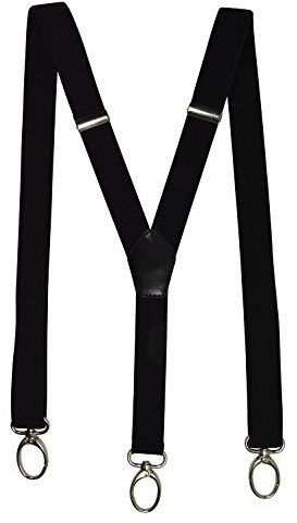Olata Bretelle Sottili Unisex a Forma di Y, Elastiche, con Clip a Moschettone, 2,5 cm. Nero