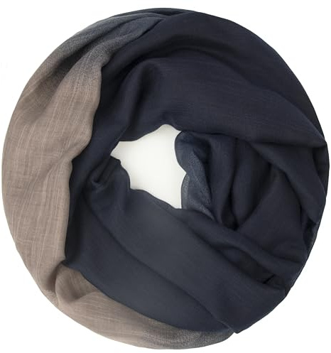 Glamexx24 Bufanda de invierno para mujer, cálida y suave, diseño de rayas, color degradado 01386, Gris Apricosa Crema, Talla única