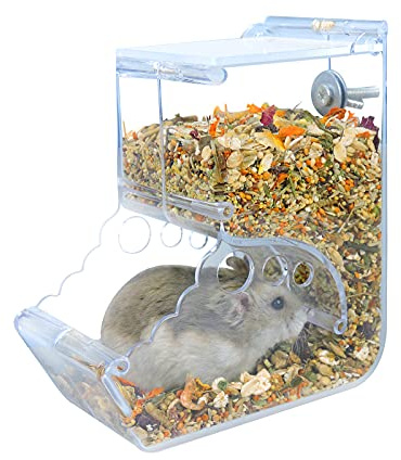 Andiker Mangeoire automatique pour hamster, 400 ml, en acrylique transparent, convient aux petits animaux tels que les hamsters, hérissons, écureuils, cochons d'Inde, oiseaux (400 ml)