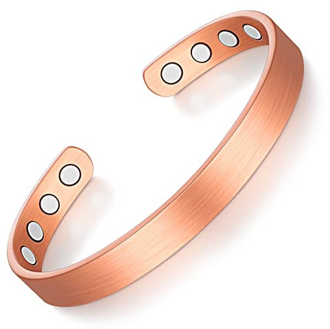 Kupfer Magnetarmband Bronzierte Magnetisches Armband Verstellbarer Kupfer Magnet Armreif mit 8 Magneten für Damen und Herren