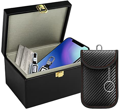 Keyless Go Schutz Autoschlüssel Box,Faraday Box und Faraday Tasche Funkschlüssel Abschirmung,Schlüsseltasche zum Blockieren von RFID,Schlüsseltasche Schlüsseletui Schlüsselmäppchen Car Key Safe