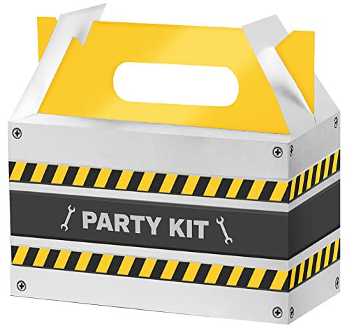 PARTYLOSOPHY Lot de 5 boîtes à chuches en forme de boîte à outils sur le thème de la construction de 15 cm - Sac à friandises, fête anniversaire construction, sac et boîtes à friandises