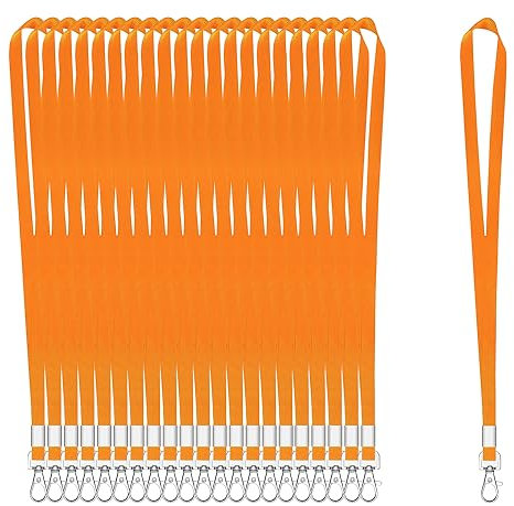 100 Stück Schlüsselbänder für Ausweise, Orange, Schlüsselband mit Clip, Umhängeband mit Abzeichen-Clip, Bulk Lanyards für Hals, Namensschild-Halter