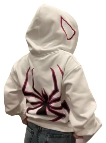 ZENMANCHEN Y2k - Sudadera con capucha para hombre y mujer, diseño de araña, cremallera completa, chaqueta Y2k, hip hop, estética, sudadera con capucha gótica Emo Grunge