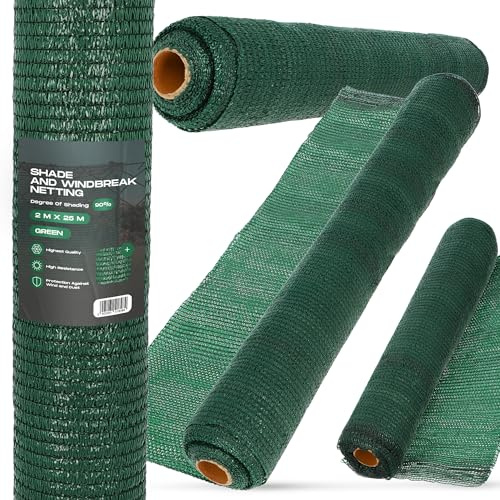 Malla Sombreo 2m x 25m Red de Sombra 90% Mallas Ocultación Pantalla Opaca Valla Tela Privacidad Protección UV Solar Paño Resistiente Viento Polvo Jardín Huerto Balcón Vallas