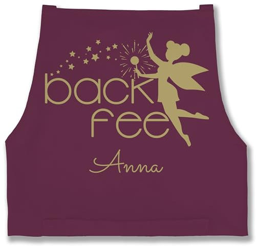 Schürze - Backschürze Damen Frauen - Back Fee I Backfee I Geschenk Backen I Hobbybäckerin - 85x69 - Aubergine - personalisierte geschenke bäckerschürze gift baking bäcker kochschürzen