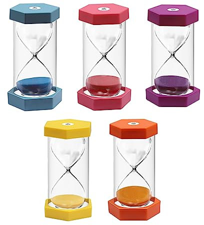 5 Stück Bunter Sanduhr Timer Kinder,1-5-10-20-30 Minuten,Geeignet Romantische Kaminsimse,Kinderspiele,Lehrerbedarf Büro, Weihnachtsgeburtstagsgeschenk Andere Heimdekoration