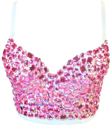 Woboren Corset à paillettes pour femme - Bustier - Haut court - Pour fête de mariage