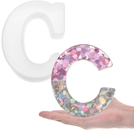 sourcing map Large Letter C Resin Molding 6 3D Capital Alphabet Silicone Mould for Word Sign Art, DIY Crafts, Home Party Decoration, Candle Wax, Soap Crafts