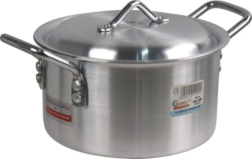Aluminium Cooking Pot Casserole Kitchen Dish with Lid and Side Handles (Pot 22cm 4.15L)