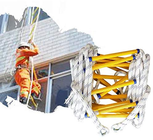Échelle de corde, échelle de secours en cas d'incendie, échelle de corde de sécurité portable, échelle souple en nylon résistant aux flammes avec crochets, échelle d'escalade à domicile/jaune/5 m