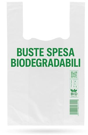ecodrinks - 500 Sacchetti Umido Biodegradabili - 2,5kg, Shopper Compostabili per Raccolta Differenziata - Antigoccia, Resistenti e con Manici - Per Uso Domestico, Commerciale - (Bianche, 23x40cm)