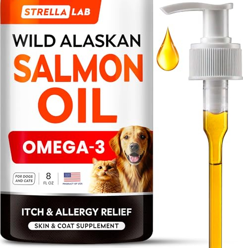 STRELLALAB Salmon Oil for Dogs & Cats - Natural Omega-3 - Skin & Coat Support - Liquid Food Supplement for Pets - Fatty Acids for Joint Function, Immune & Heart Health - 8 (fl oz) Pure Tuna