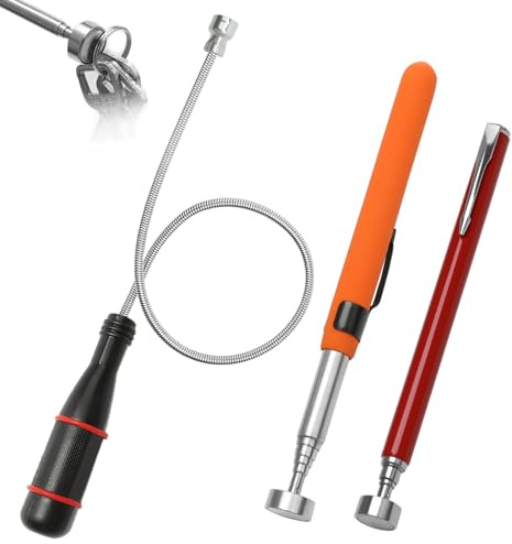FcaecY 3 Pcs Magnetic Pickup Tool Set, Flexible Bendable Magnetic Pickup Tool, Telescopic Magnetic Pickup Tool Heavy Duty, Magnet Tool Pickup for Picking Up Small Parts and Metal Objects
