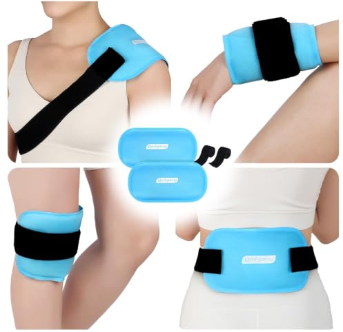 Comfytemp 2-Pack Reusable Ice Packs for Sports Injury with Straps, 13x26cm