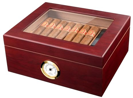 Mantello 25-50 Cigarros Humidor de escritorio Royale Glasstop