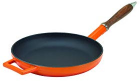 Pentole Agnelli COGHSFP11128O Linea Ghisa Slowcook Padella con Manico in Legno, 28 cm, Arancione
