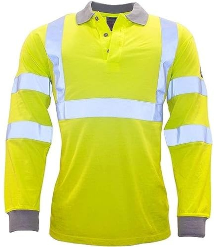 Portwest FR77 Lightweight Flame Resistant Anti-Static Hi-Vis Long Sleeve Polo Shirt Yellow, Medium