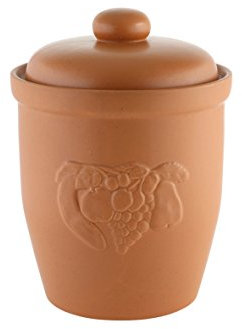 axentia Mehrzwecktopf, Rumtopf aus Keramik, Einlegetopf mit Gärrinne, Keramiktopf mit Reliefdekor, Gurkentopf mit Deckel, Gärtopf mit einem Fassungsvermögen von ca. 10 l