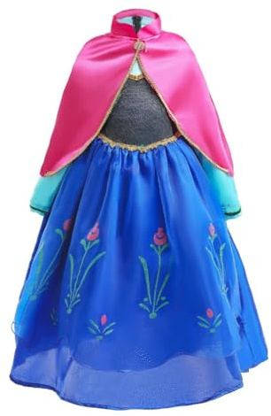 Lito Angels Déguisement Princesse Bleu avec Cape pour Fille, 5-6 Ans
