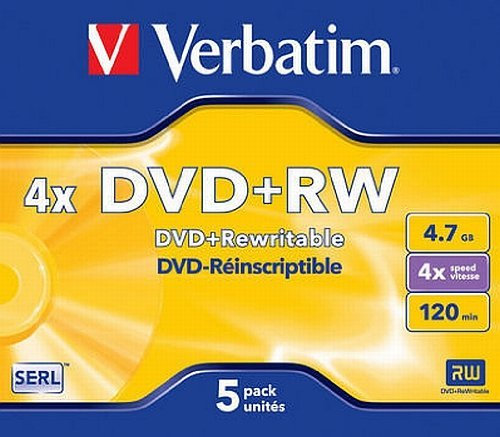 Verbatim DVD+RW Matt Silver 4x; Contenuto della confezione: 5 pezzi