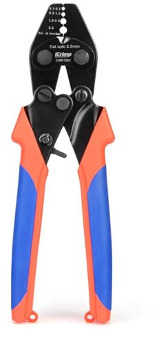 iCrimp CWR1522 Drahtseil-Crimpwerkzeug, Crimpzange mit Schneidfunktion für Kabelgeländer und Handpressen 0,1~2,2 mm Aluminium-Ovalhülsen, Draht-Krimpzange für Draht Anschlaghülsen, Doppelrohrhülsen