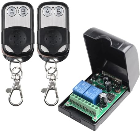 fushionsea Universal Wireless Remote Control Switch DC 12V 24V 36V 48V 2CH 10A Relay Receiver Module with 2 Channel RF Remote Transmitter for Various Wireless Controls