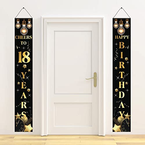 18 Anni Decorazioni Compleanno Striscione di Buon Compleanno Oro Nero Addobbi per Feste per Uomo Donna Decorazione di Tessuto Sfondo Fotografico Feste di Compleanno
