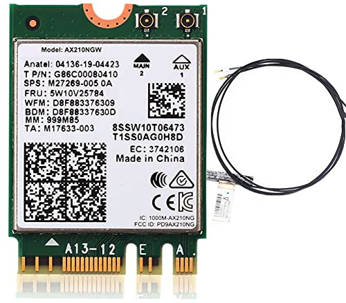 AX210NGW Scheda WiFi Tri-Band Modulo Wireless per Laptop con Windows 11/10 64bit M.2/NGFF, Scheda WiFi 6E 11AX con Bluetooth 5.3, MU-MIMO, 2 antenne