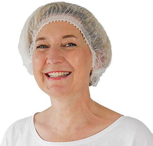100x ARNOMED® Cuffie Monouso per Capelli 55 CM Bianco, Cuffia Monouso per la Testa, Copricapo per Chirurgiche, Doccia & Igiene -Cuffie Usa & Getta Capelli, Retine per Capellii Alimentari