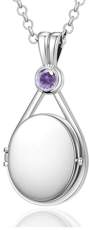 VICKWOOD H2O Improvvisamente sirena con medaglione placcato in platino con 5A zirconi h2o Amuleto personalizzato per immagini Regalo per donne per compleanno (5A Silber_Lila)