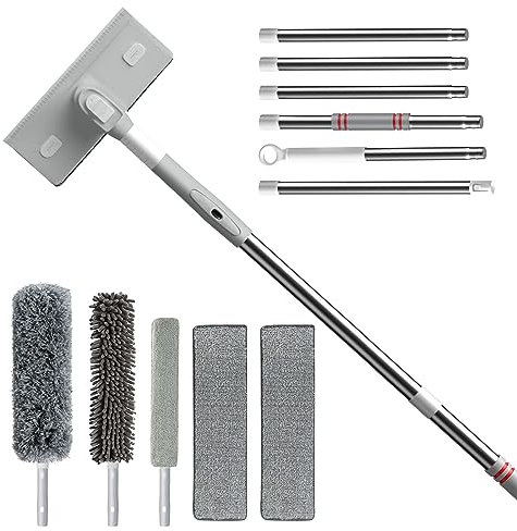 Equipo de Limpieza de Ventanas, Kit de Limpieza de Ventanas 4 en 1 con Barra telescópica de Limpieza de Ventanas de 240cm, Limpiador de Ventanas Extensible Herramientas de Limpieza de Vidrio