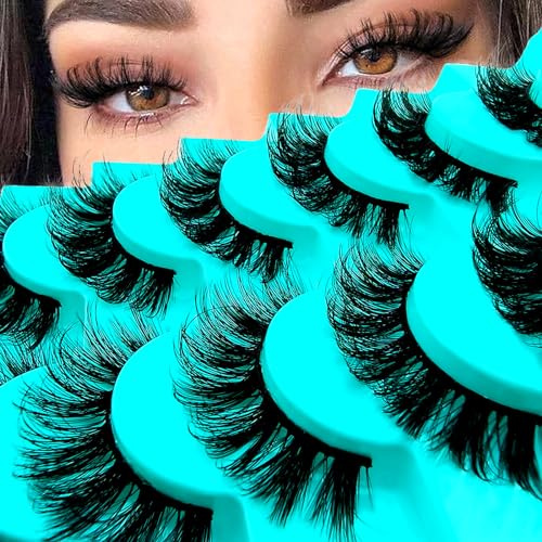 7 paires de faux cils 3D œil de chat, volume moelleux D Curl Cat-Eye Cils artificiels aspect naturel, réutilisables Faux cils de maquillage faits main(BH02)