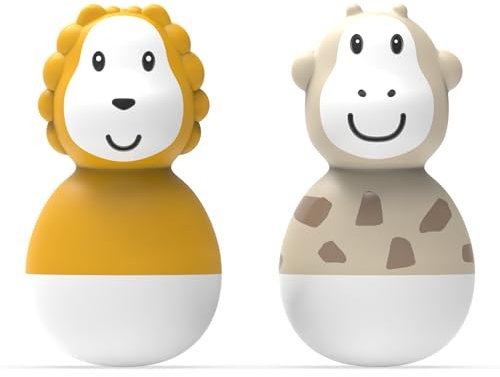 Matchstick Monkey Badezeit Baby Antimikrobielles Baby Badespielzeug Badewackel Wackelfiguren - sensorisches Lernen - leicht zu greifen - 2er Set - ab 12 Monaten Giraffe & Löwe