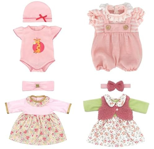 Puppenkleidung Kleidung Outfits für Baby Puppen, Puppen Kleidung 35-43 cm, 4 Stücke Puppenkleidung für Babypuppen, Kleidung Bekleidung Outfits für Baby Puppen 14-18Inch