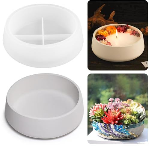 jwogngls Silicone Mould Bowl, Resin Casting Mould Bowl, 18 x 18 x 6 cm Epoxy Silicone Mould Bowl, Resin Bowl Mould for Candle Holder, Storage Container, Potted Plants