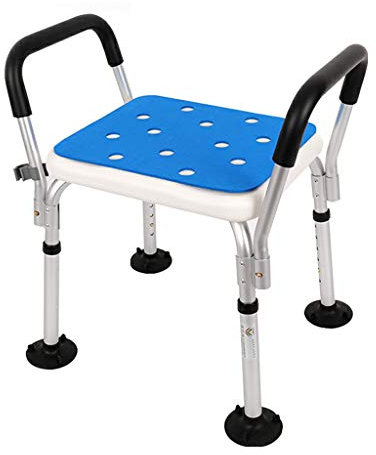 Tabouret de Douche réglable en Hauteur, siège de Bain pour Femme Enceinte avec accoudoirs, Chaise élévatrice de Baignoire, Rembourrage antidérapant, prévention des Chutes pour Personnes âgées