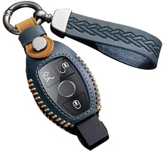 ontto Coque de clé de voiture pour Mercedes Benz A B C E CLA CLS GLA GLE GLK GT M R MB GL GT SLK Classe Viano AMG C350 W212 W176 Porte-clés 3 boutons Bleu